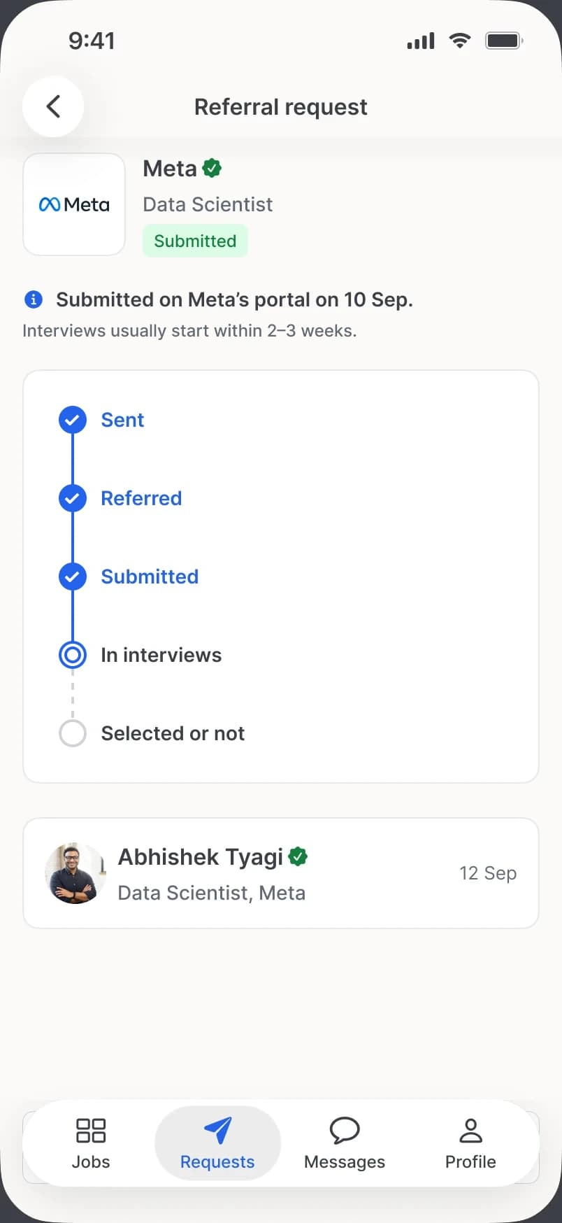 Track details: submitted on Meta's portal.
